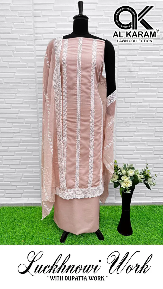 Lucknowi By Al Karam Pure Cotton Dress Material Wholesale In India